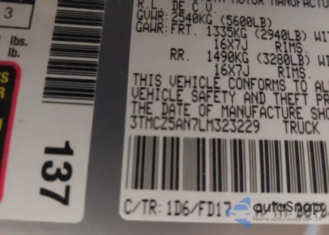 2020 Toyota Tacoma Trd Off-Road z USA, uszkodzony, nr VIN 3TMCZ5AN7LM323229